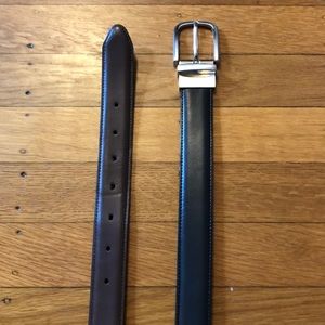 Reversible Black & Dark Brown Leather Belt, Size M